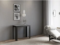 Mesa consola extensível 90x40/196 cm Linea Evolution Small Cimento quadro Antracite*ITAMOBY New