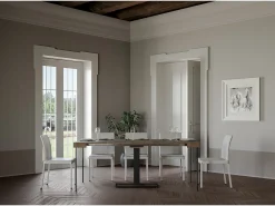 Mesa consola extensível 90x40/196 cm Capital Small Nogueira quadro Antracite Consola