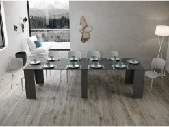 Mesa consola extensível 90x48/296 cm Bakari antracite espatulado*Ityhome Clearance