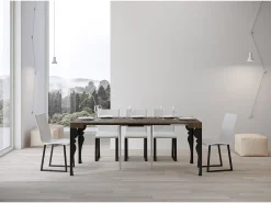 Outlet Mesa consola extensível 90x40/196 cm Paxon Small Nogueira quadro Antracite Consola