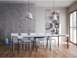 ITAMOBY Consola*Mesa consola extensível 90x40/300 cm Banco Evolution Cinza Branca quadro Antracite Branco