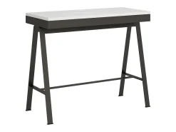 ITAMOBY Consola*Mesa consola extensível 90x40/300 cm Banco Evolution Cinza Branca quadro Antracite Branco