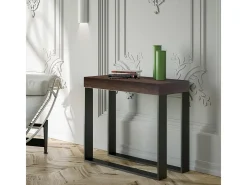 Clearance Mesa consola extensível 90x40/196 cm Elettra Small Nogueira quadro Antracite Consola