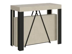 Ityhome Consola*Mesa consola extensível 90x40/196 cm Tarax Small caxemira quadro antracite Cinzento