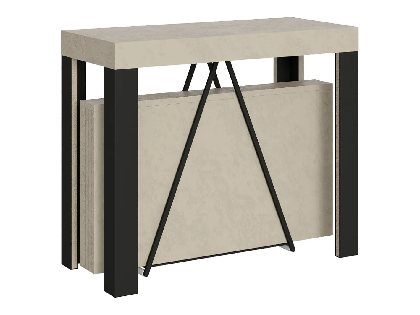 Ityhome Consola*Mesa consola extensível 90x40/196 cm Tarax Small caxemira quadro antracite Cinzento
