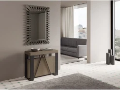 Ityhome Consola*Mesa consola extensível 90x40/196 cm Zamat Small tortora quadro antracite Castanho