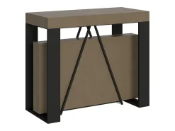 Ityhome Consola*Mesa consola extensível 90x40/196 cm Zamat Small tortora quadro antracite Castanho