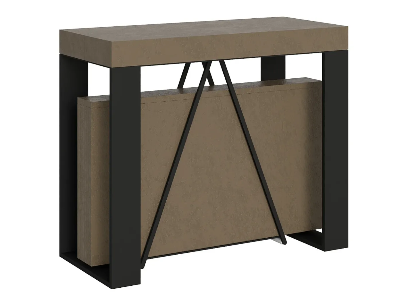 Ityhome Consola*Mesa consola extensível 90x40/196 cm Zamat Small tortora quadro antracite Castanho