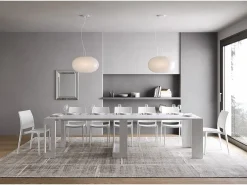 Outlet Mesa consola extensível 90x42/302 cm Evolve Cinza Branca extensões internas Consola