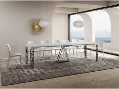Ityhome Consola*Mesa consola extensível 90x40/300 cm Kerpa cinza branca quadro antracite Branco