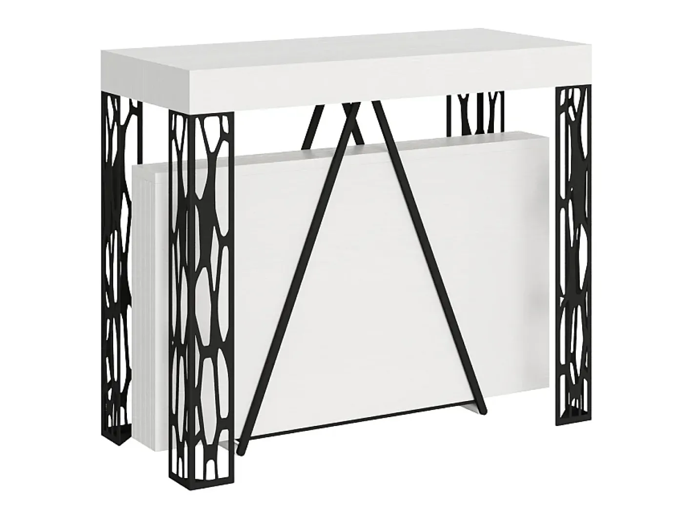 Ityhome Consola*Mesa consola extensível 90x40/300 cm Kerpa cinza branca quadro antracite Branco