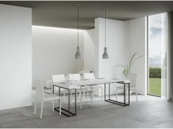 Mesa consola extensível 90x40/300 cm Epoca Cinza Branca quadro Antracite^ITAMOBY Online
