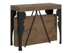 Ityhome Consola*Mesa consola extensível 90x40/196 cm Riza Small nogueira quadro antracite Castanho