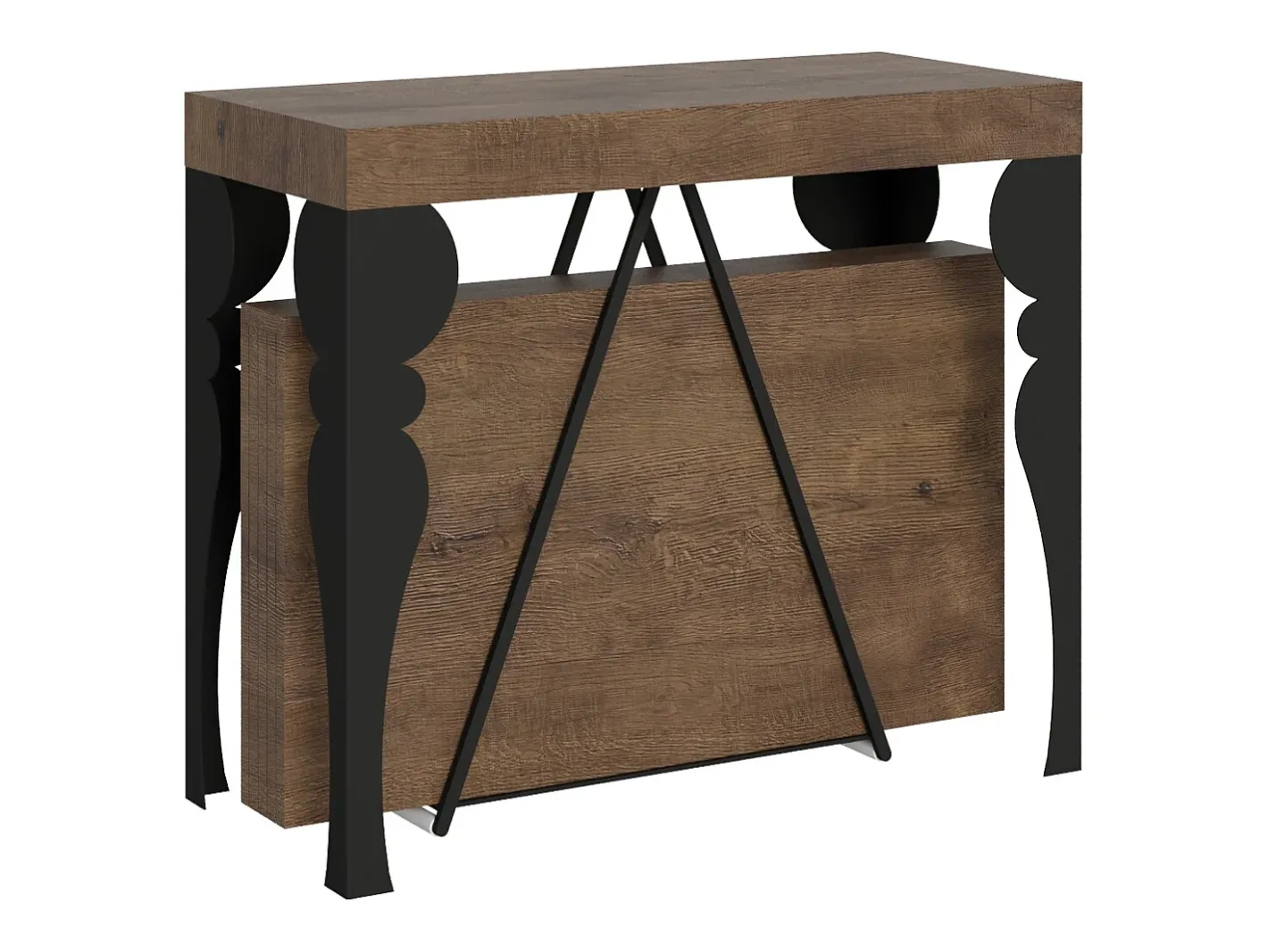 Ityhome Consola*Mesa consola extensível 90x40/196 cm Riza Small nogueira quadro antracite Castanho