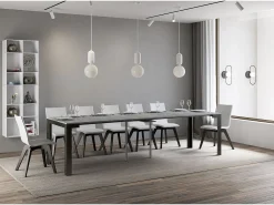 ITAMOBY Consola*Mesa consola extensível 90x40/300 cm Linea Evolution Cimento quadro Antracite Cinzento