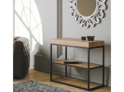 Mesa consola extensível 90x40/196 cm Plano Small Carvalho Natural quadro Antracite^ITAMOBY Discount