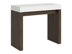 Mesa consola extensível 90x40/300 cm Roxell Mix plano Cinza Branca - estrutura Nogueira^ITAMOBY