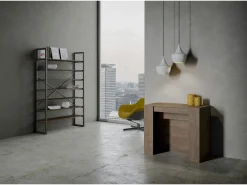 Mesa consola extensível 90x48/296 cm Venus Nogueira extensões internas Consola