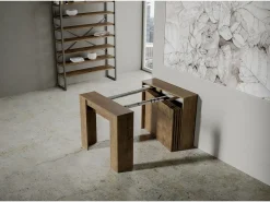 Mesa consola extensível 90x48/296 cm Venus Nogueira extensões internas Consola