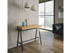 ITAMOBY Consola*Mesa consola extensível 90x40/196 cm Banco Small Carvalho Natural quadro Antracite Natural claro