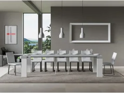 Mesa consola extensível 90x40/300 cm Roxell Mix plano Cimento - estrutura Cinza Branca^ITAMOBY