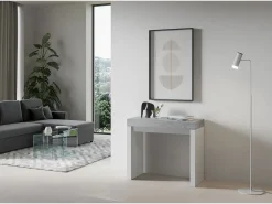 Mesa consola extensível 90x40/300 cm Roxell Mix plano Cimento - estrutura Cinza Branca^ITAMOBY