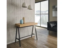 Mesa consola extensível 90x40/300 cm Banco Carvalho Natural quadro Antracite*ITAMOBY New