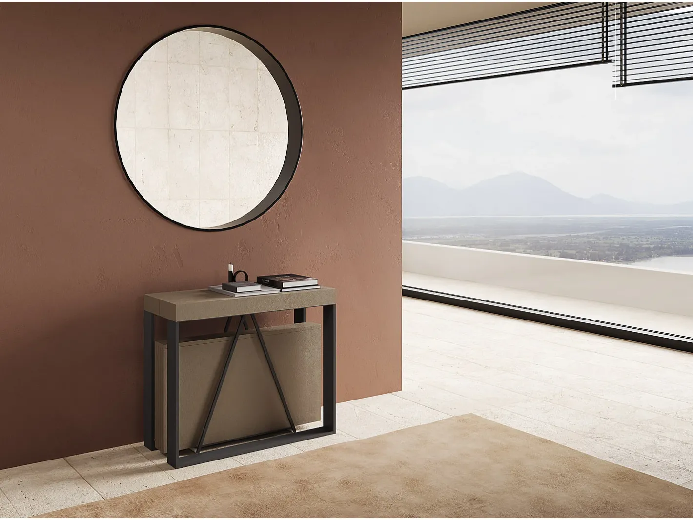 Clearance Mesa consola extensível 90x40/196 cm Sketa Small tortora quadro antracite Consola