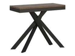 Ityhome Consola*Mesa consola extensível 90x40/300 cm Krack Evolution nogueira quadro antracite Castanho