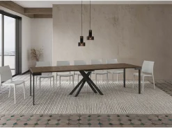 Ityhome Consola*Mesa consola extensível 90x40/300 cm Krack Evolution nogueira quadro antracite Castanho