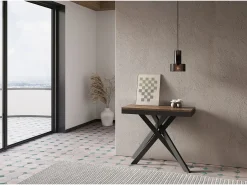 Ityhome Consola*Mesa consola extensível 90x40/300 cm Krack Evolution nogueira quadro antracite Castanho