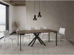Ityhome Consola*Mesa consola extensível 90x40/300 cm Krack Evolution nogueira quadro antracite Castanho