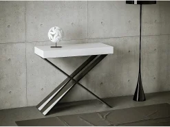 Clearance Mesa consola extensível 90x40/196 cm Diago Small Cinza Branca quadro Antracite Consola