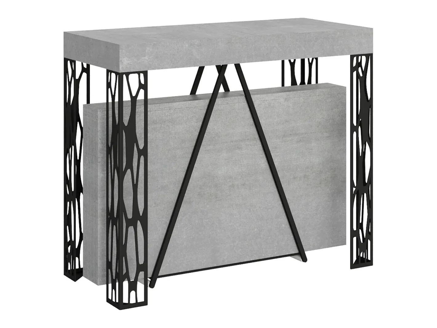 Mesa consola extensível 90x40/300 cm Kerpa cimento quadro antracite^Ityhome Sale