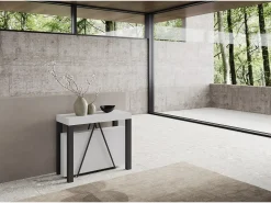 Mesa consola extensível 90x40/196 cm Tiris Small cinza branca quadro antracite*Ityhome Best