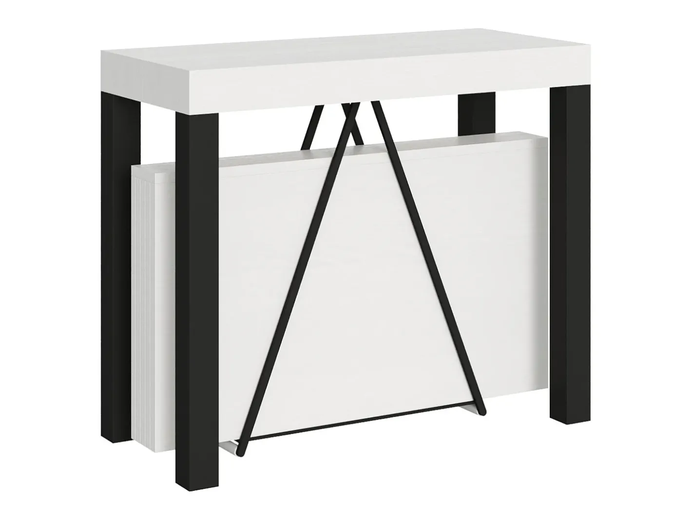 Mesa consola extensível 90x40/196 cm Tiris Small cinza branca quadro antracite*Ityhome Best