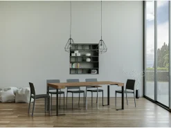 ITAMOBY Consola*Mesa consola extensível 90x40/290 cm Tecno Abeto tingido quadro Antracite Castanho