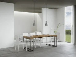 ITAMOBY Consola*Mesa consola extensível 90x40/196 cm Epoca Small Nogueira quadro Antracite Natural escuro
