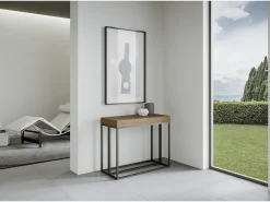 ITAMOBY Consola*Mesa consola extensível 90x40/196 cm Epoca Small Nogueira quadro Antracite Natural escuro