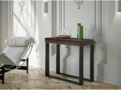 ITAMOBY Consola*Mesa consola extensível 90x40/300 cm Elettra Nogueira quadro Antracite Natural escuro