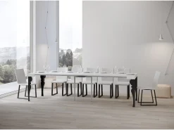 Mesa consola extensível 90x40/300 cm Paxon Cinza Branca quadro Antracite Consola