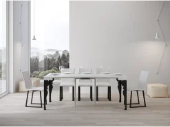 Mesa consola extensível 90x40/300 cm Paxon Cinza Branca quadro Antracite Consola