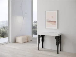 Mesa consola extensível 90x40/300 cm Paxon Cinza Branca quadro Antracite Consola