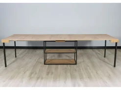 ITAMOBY Consola*Mesa consola extensível 90x40/300 cm Plano Carvalho Natural quadro Antracite Natural claro