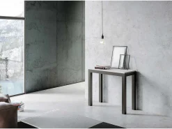 Clearance Mesa consola extensível 90x40/196 cm Everyday Small Evolution Cinza Branca quadro Antracite Consola