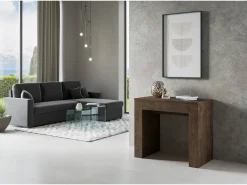 Mesa consola extensível 90x49/307 cm Extra Nogueira extensões internas*ITAMOBY Online