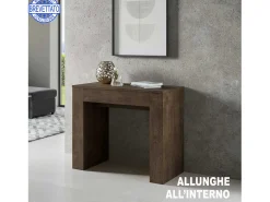 Mesa consola extensível 90x49/307 cm Extra Nogueira extensões internas*ITAMOBY Online
