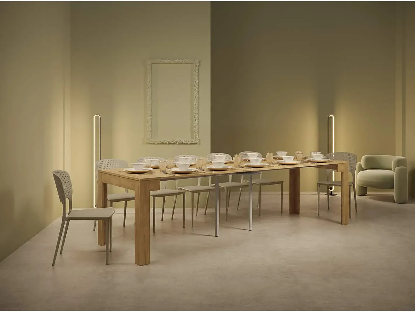 Ityhome Consola*Mesa consola extensível 90x42/302 cm Bora carvalho natural Castanho