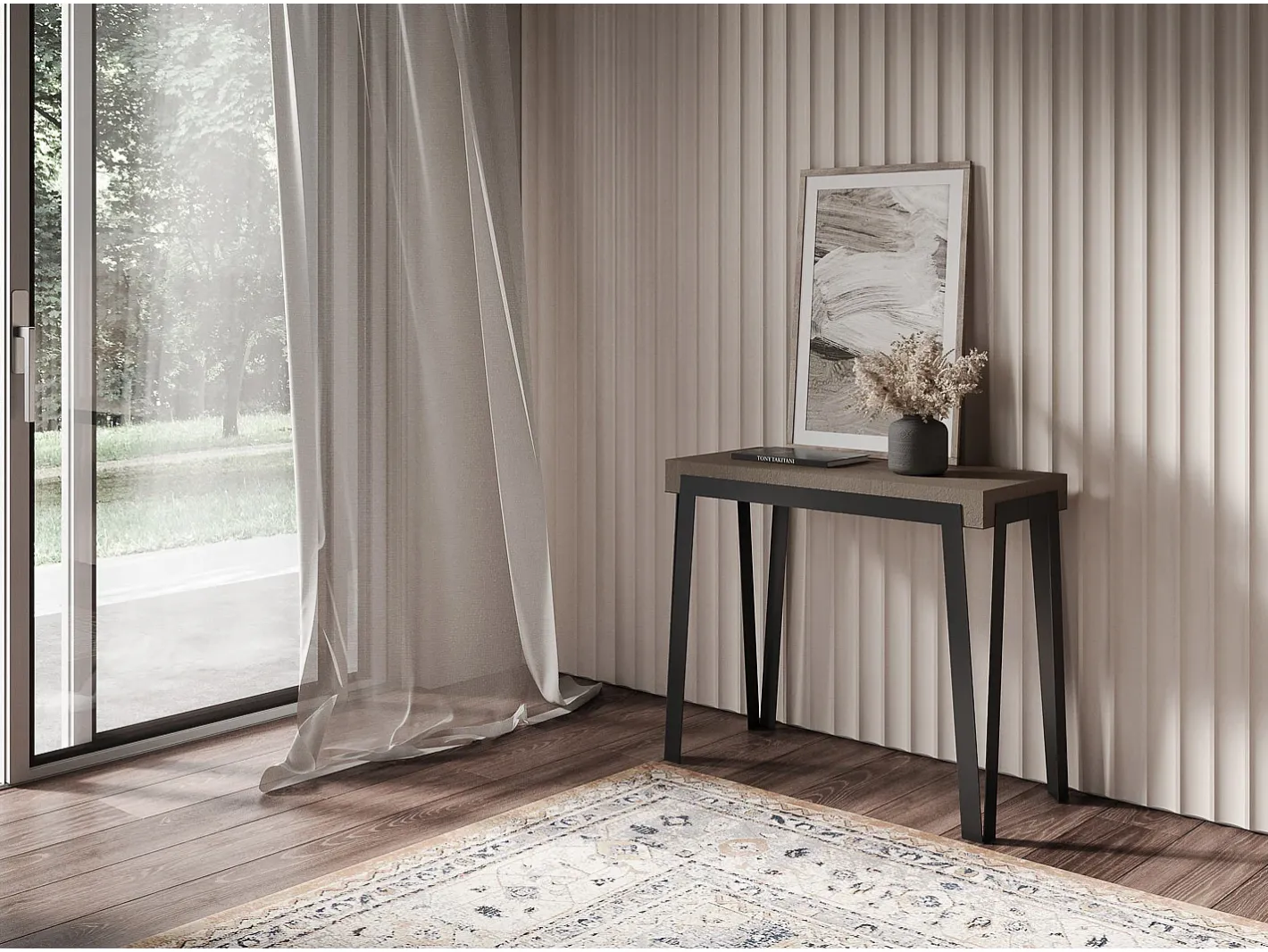 Mesa consola extensível 90x40/300 cm Rio Tortora quadro Antracite*ITAMOBY Best