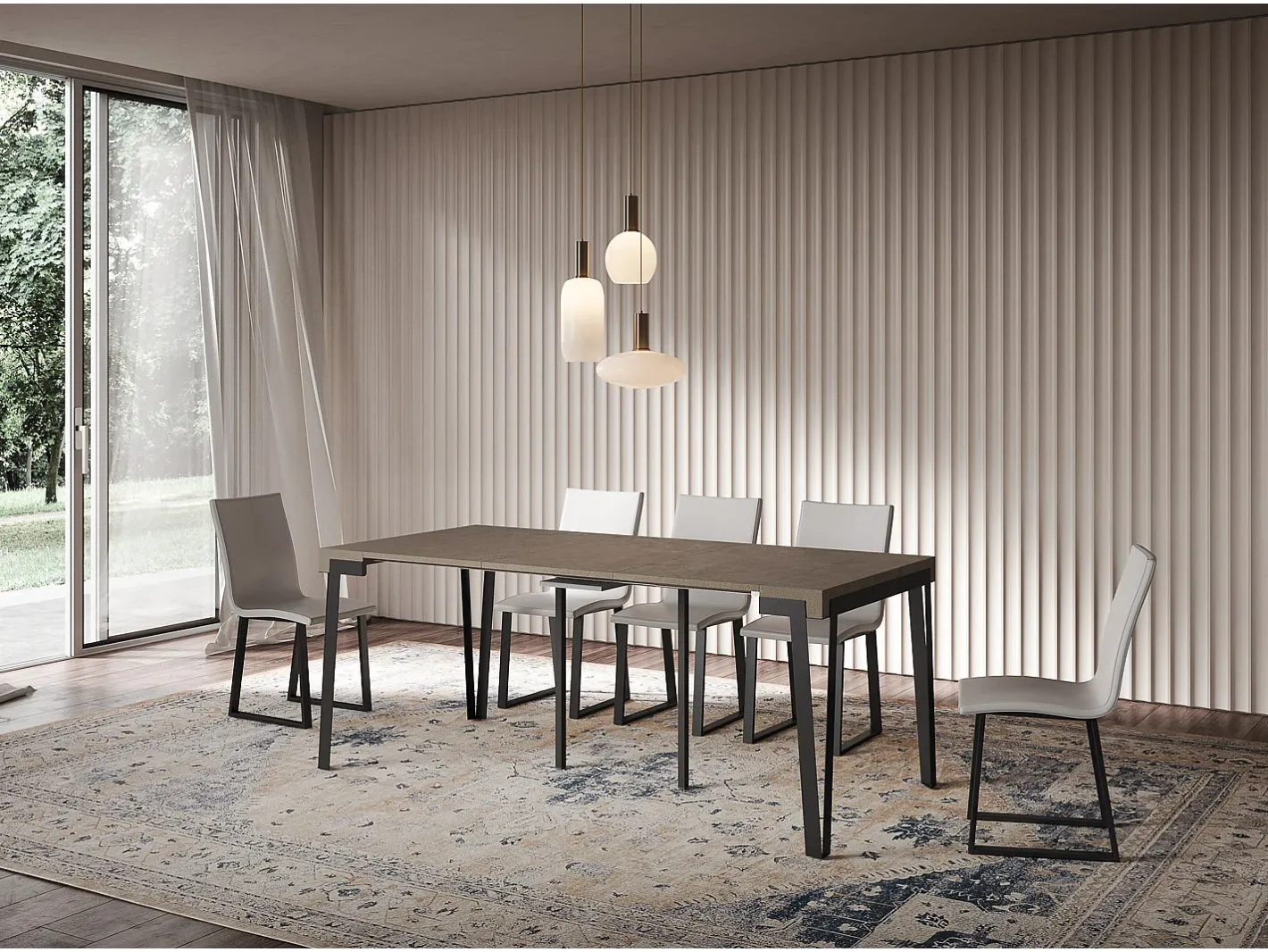 Mesa consola extensível 90x40/300 cm Rio Tortora quadro Antracite*ITAMOBY Best